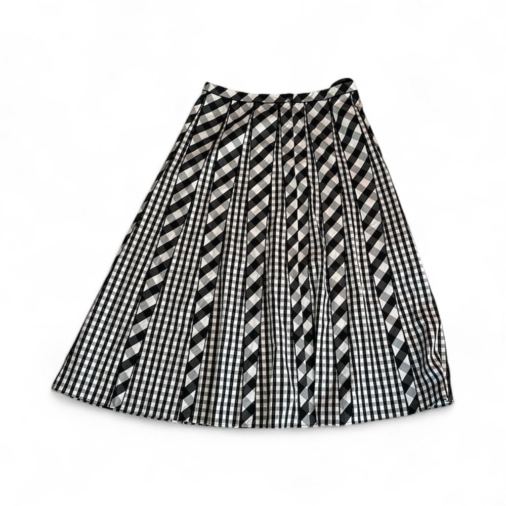 Lafayette 148 New York Black and White Patterned A-Line Skirt